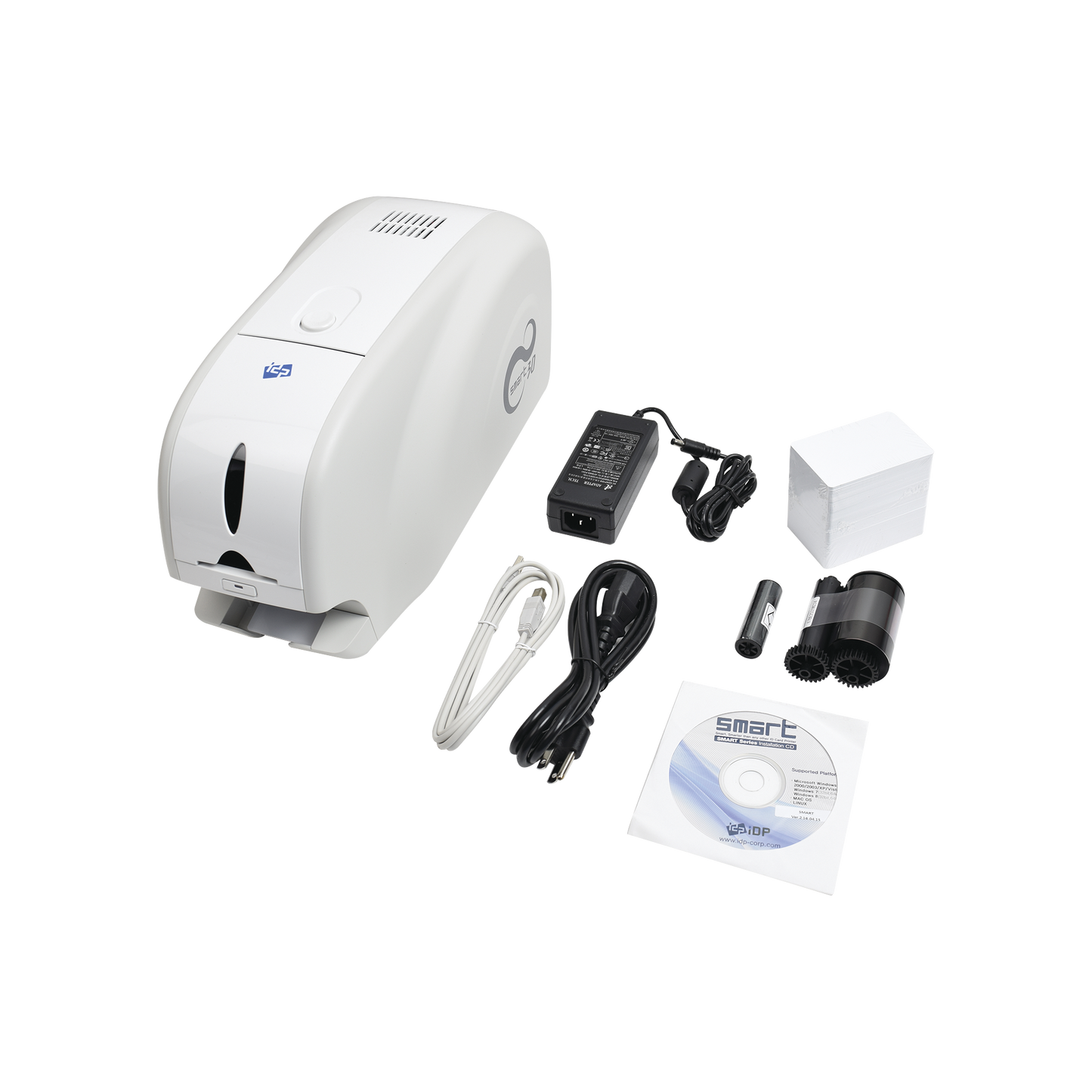 kit impresora de tarjetas PVC/ Una Cara / Incluye Cinta Full Color, Software, 100 tarjetas PVC, Kit limpieza