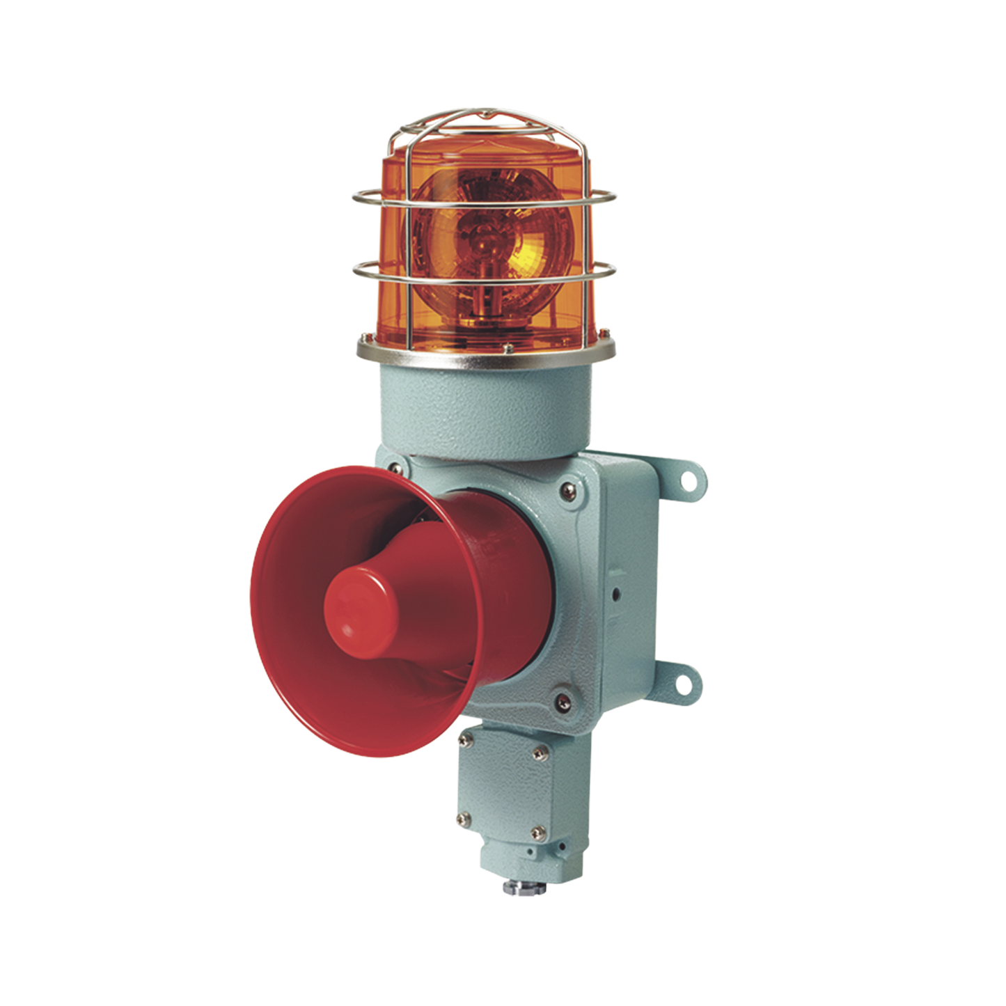 Combinación de luz de advertencia giratoria color Ãmbar con bocina eléctrica para aplicaciones de la industria a 24 VCD, máx. 120 dB (No Incluye guarda)