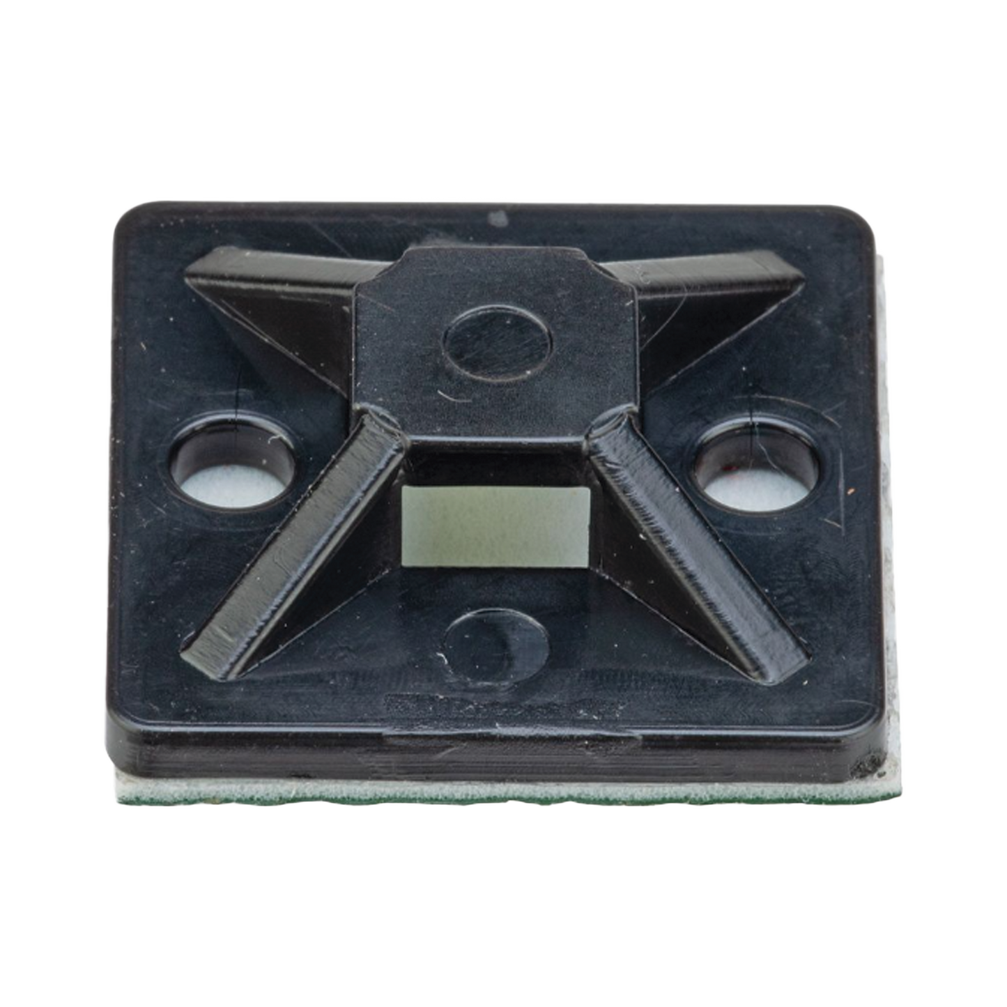 Montaje-Sujetador Adhesivo de 4 Vías de 1" x 1" x 1/4", Color Negro, Nylon 6.6 Retardante de Llamas V-2, Paquete de 100pz