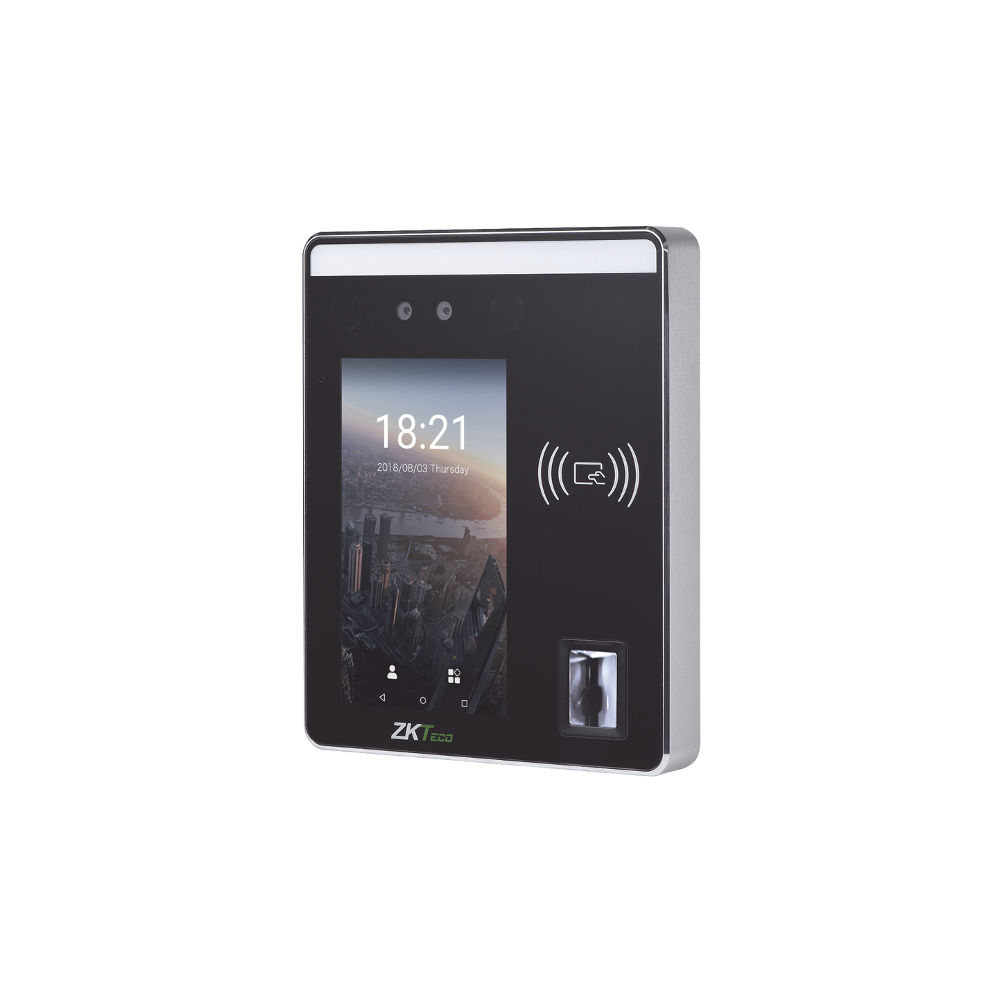 Terminal de reconocimiento facial de alta velocidad 6,000 rostros / 10,000 huellas / Tarjeta de proximidad / Pantalla táctil de 5 pulgadas