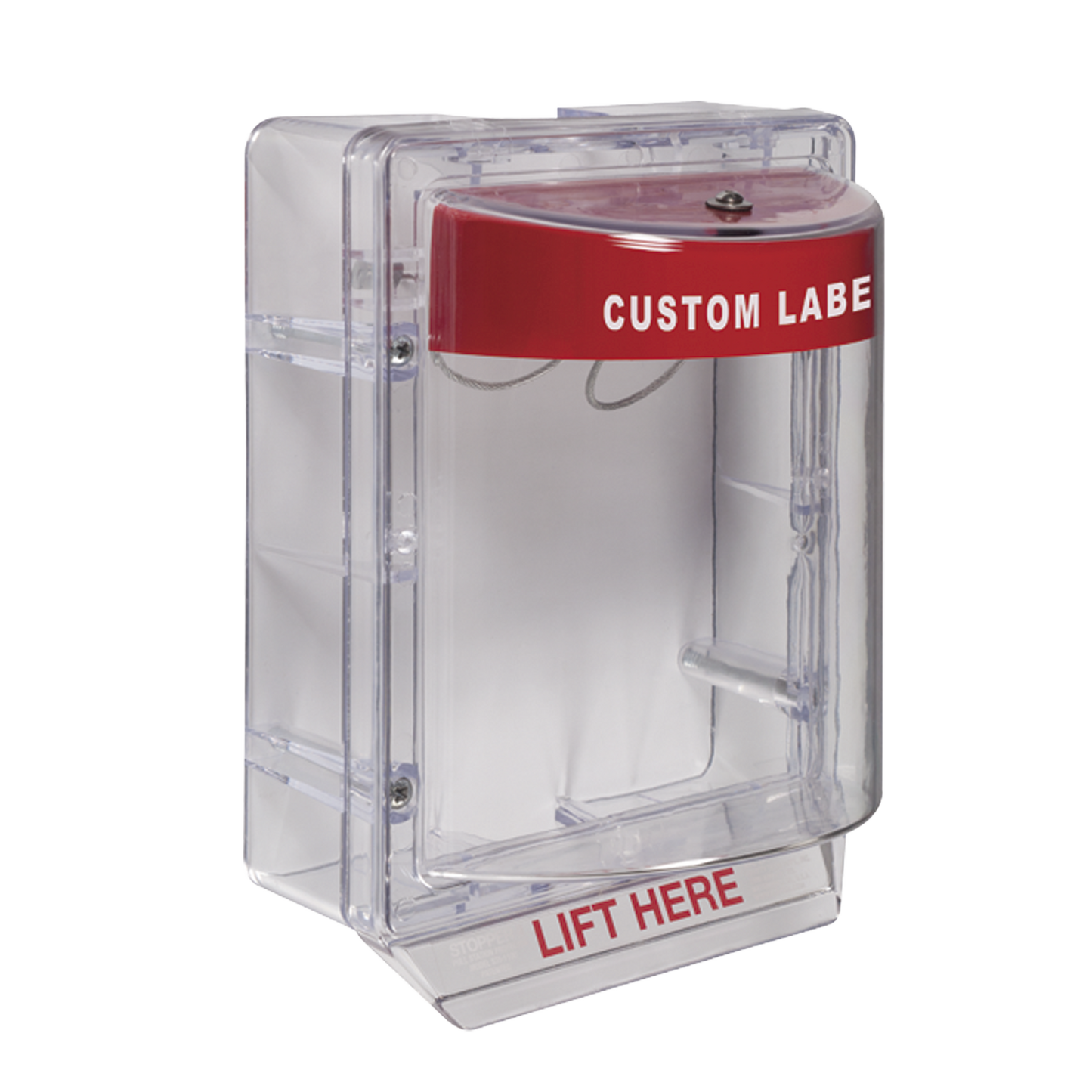 Cubierta Protectora Serie Stopper II® De Policarbonato, Con Bocina, Espaciador Transparente, Montaje en Superficie, Etiqueta Personalizada