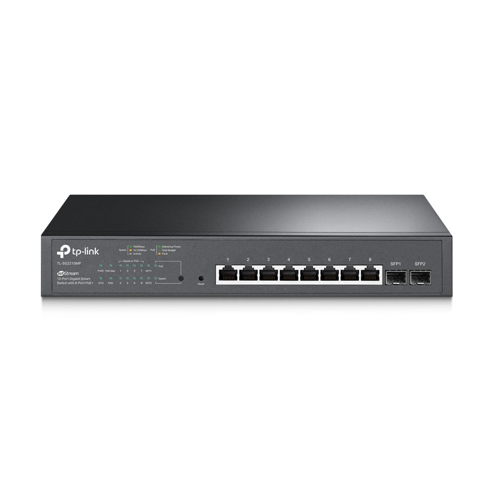 Switch TP-LINK SG2210MP (TL-SG2210MP), administrable OMADA POE de 8 puertos 10/100/1000 Mbps 802.3at / af POE+ y 2 Gigabit SFP