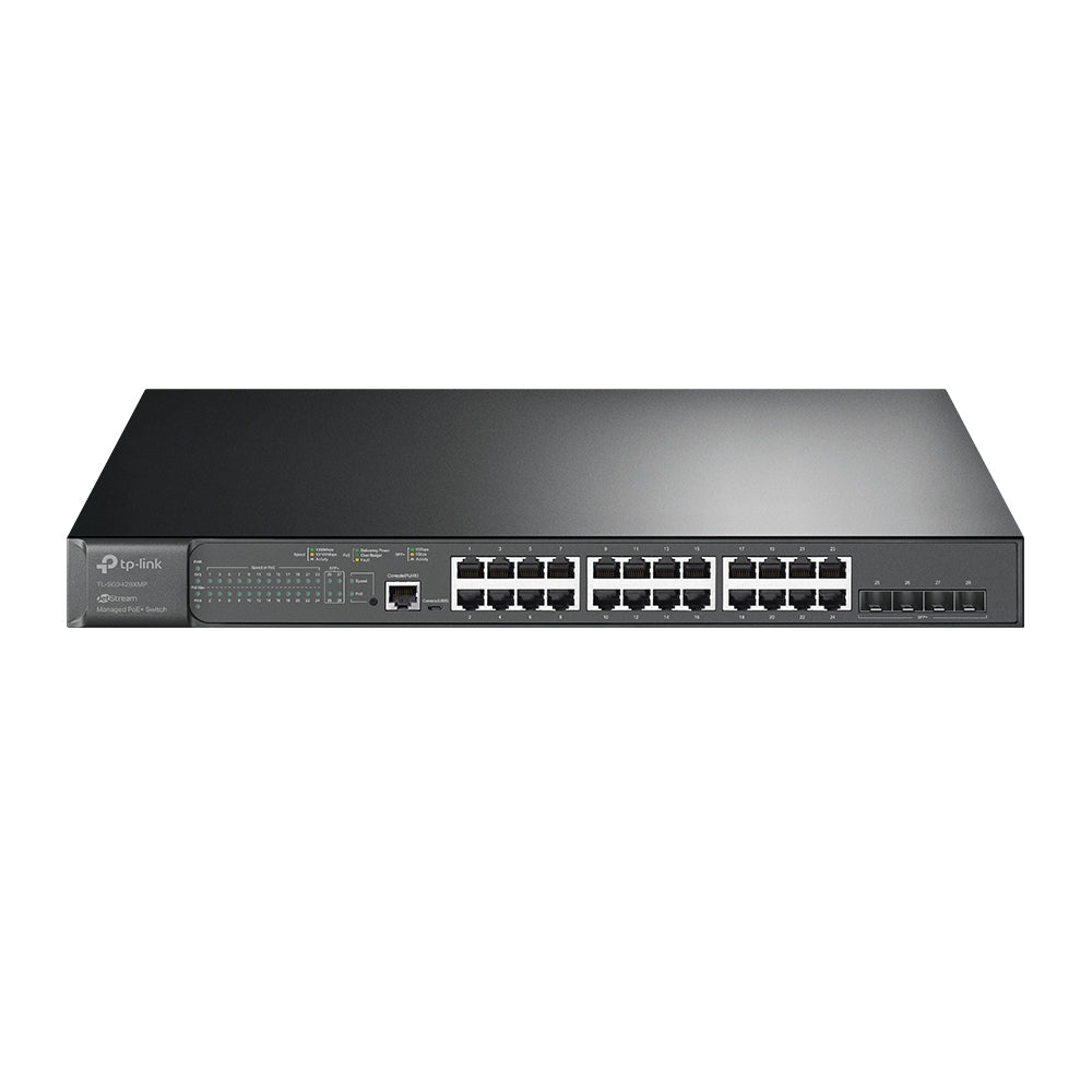 Switch JetStream Gigabit TP-Link Administrable L2 SG3428XMP (TL-SG3428XMP) de (24) puertos 10/100/1000 Mbps y (4) 10 GE SFP +L2+con POE