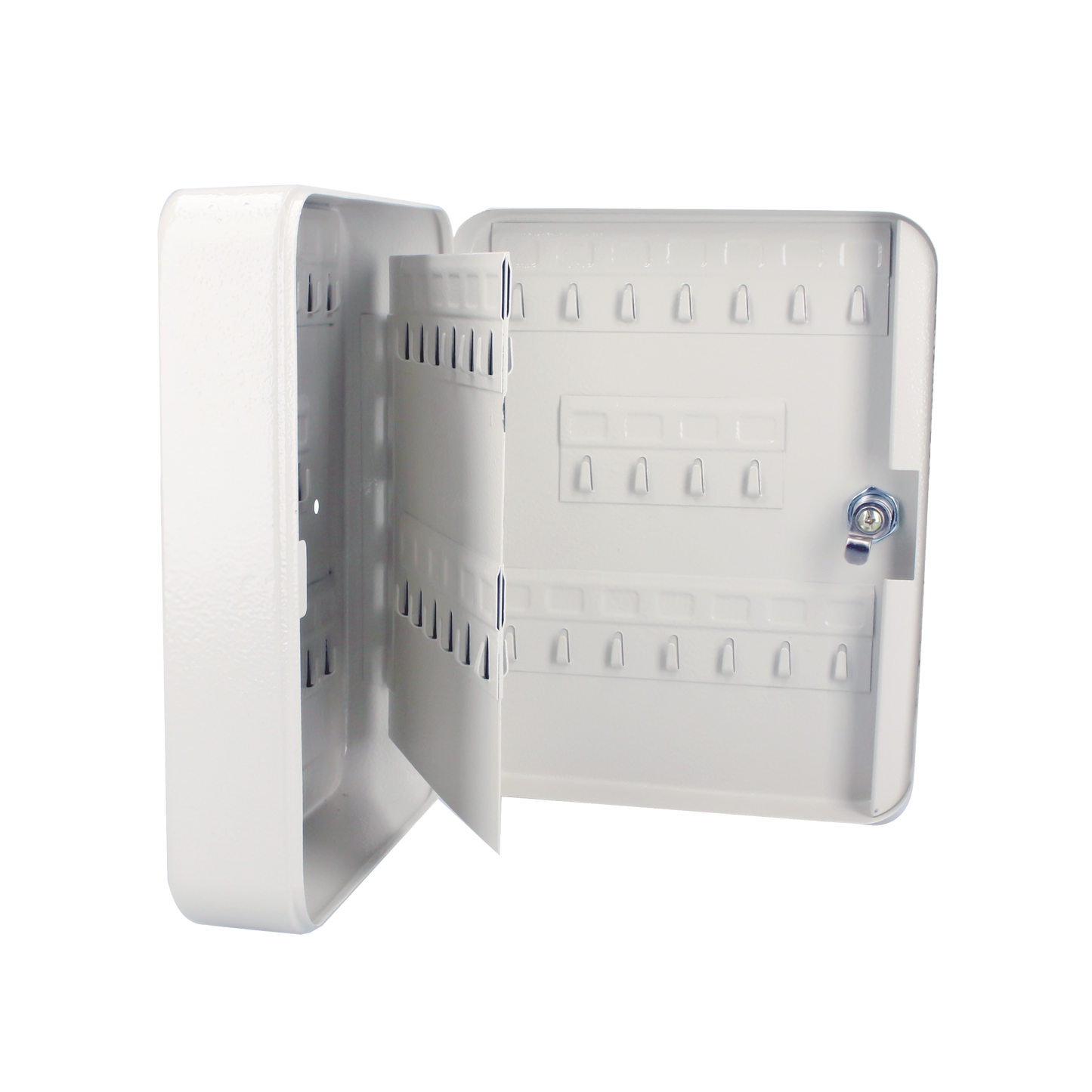 Caja para llaves con capacidad para 60 llaves/ Medidas 200 x 250 x 75 mm (ancho x alto x profundidad)/ Fabricada en acero/ Cerradura con llave.