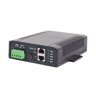 Controlador Solar POE, Entrada 12 Vcc Hasta un Panel Solar de 125 Watts, Salida PoE Pasivo en 48 Vcc Hasta 20 Watts Máximo.
