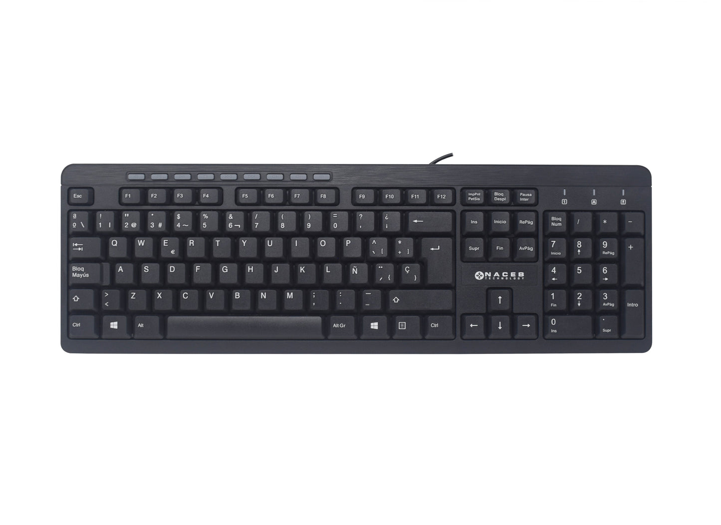 Teclado Multimedia Naceb Technology NA-0109, Estándar, Negro, Alámbrico