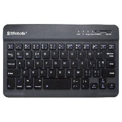 Teclado Inalámbrico, Bluetooth, MINI, Portable, Batería Recargabe, duración hasta 72h, P/Portátil, Tablet y Celular, Español, Negro, 6006436 BROBOTIX