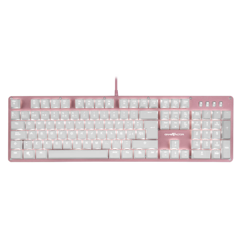 Teclado Mecánico Game Factor KBG400-PK-RD, Switch Red, USB, Rosa y Rojo