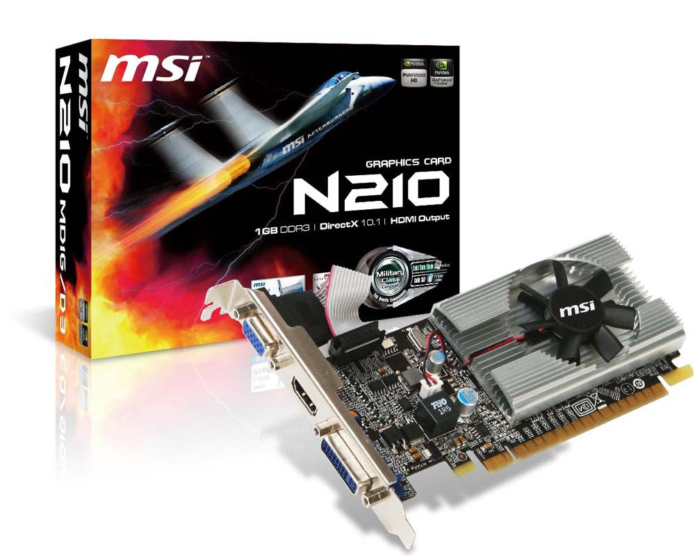 Tarjeta de Video MSI N210-MD1G/D3, NVIDIA, GPU 210, GDDR3-SDRAM, 64 bit