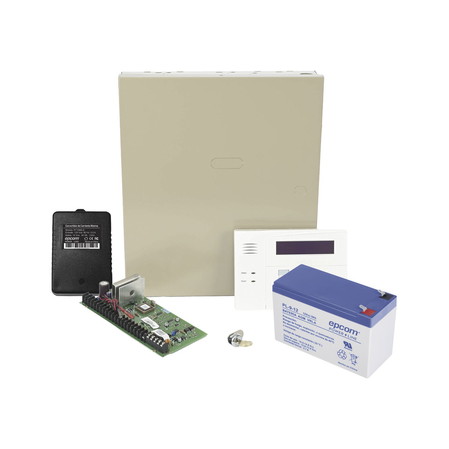 Kit de Panel de Alarma VISTA48LA con Batería de 9Ah, Transformador y Gabinete