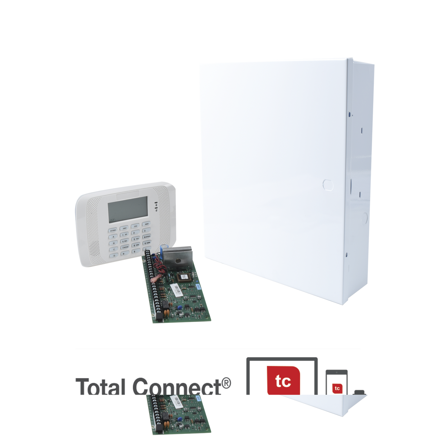 Sistema de Alarma de 8 Zonas con Teclado LCD Alfanumerico y Receptor Inalambrico para 40 Sensores