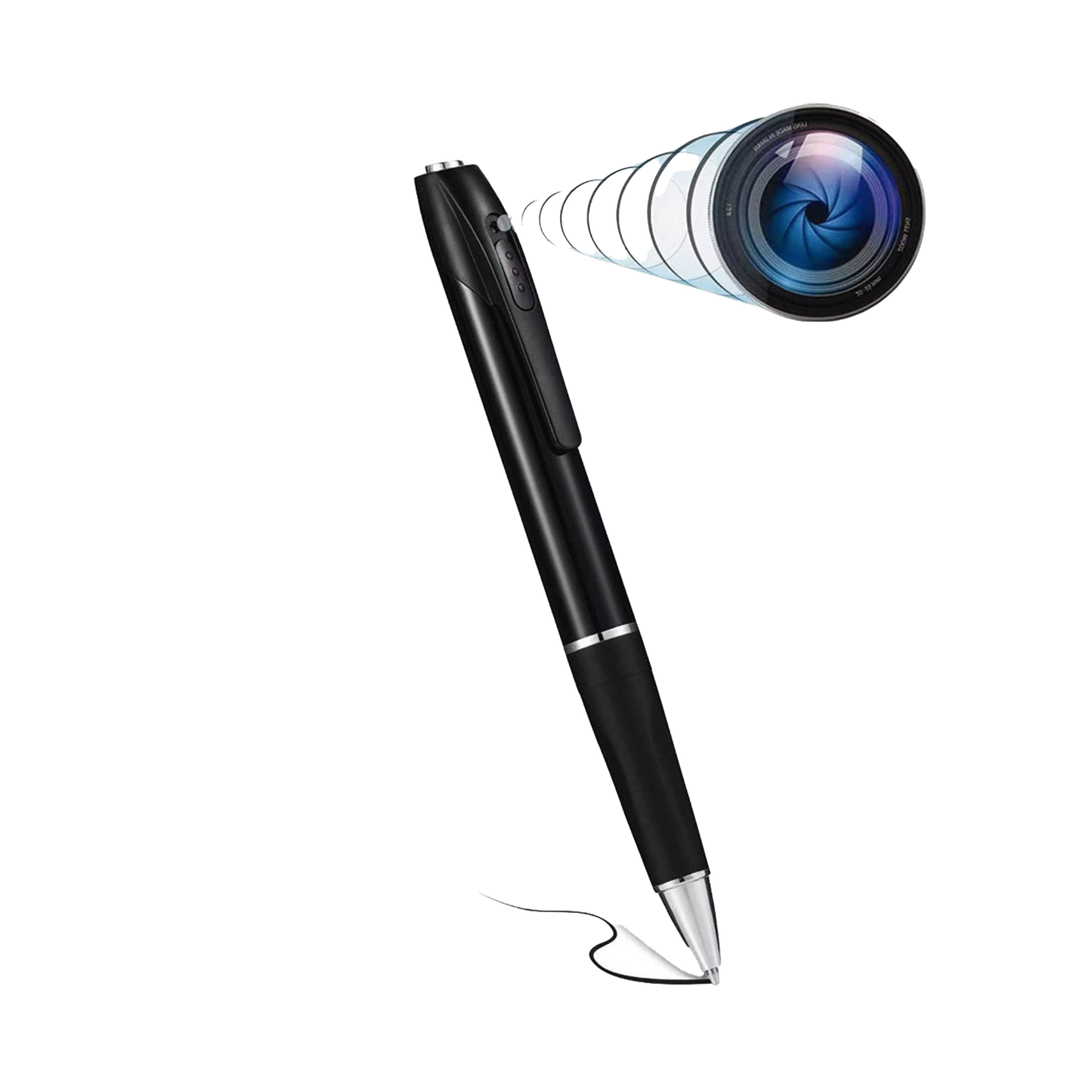 Cámara Oculta en BolÃgrafo (Spyce Camera) / Full HD / Grabación de Video y Audio / Captura de Fotos / Soporta Memoria Micro-SD de hasta 64G / Tiempo de Carga Aprox. 1 hora / Tiempo de Trabajo 120 min. / Incluye Cable de Carga.