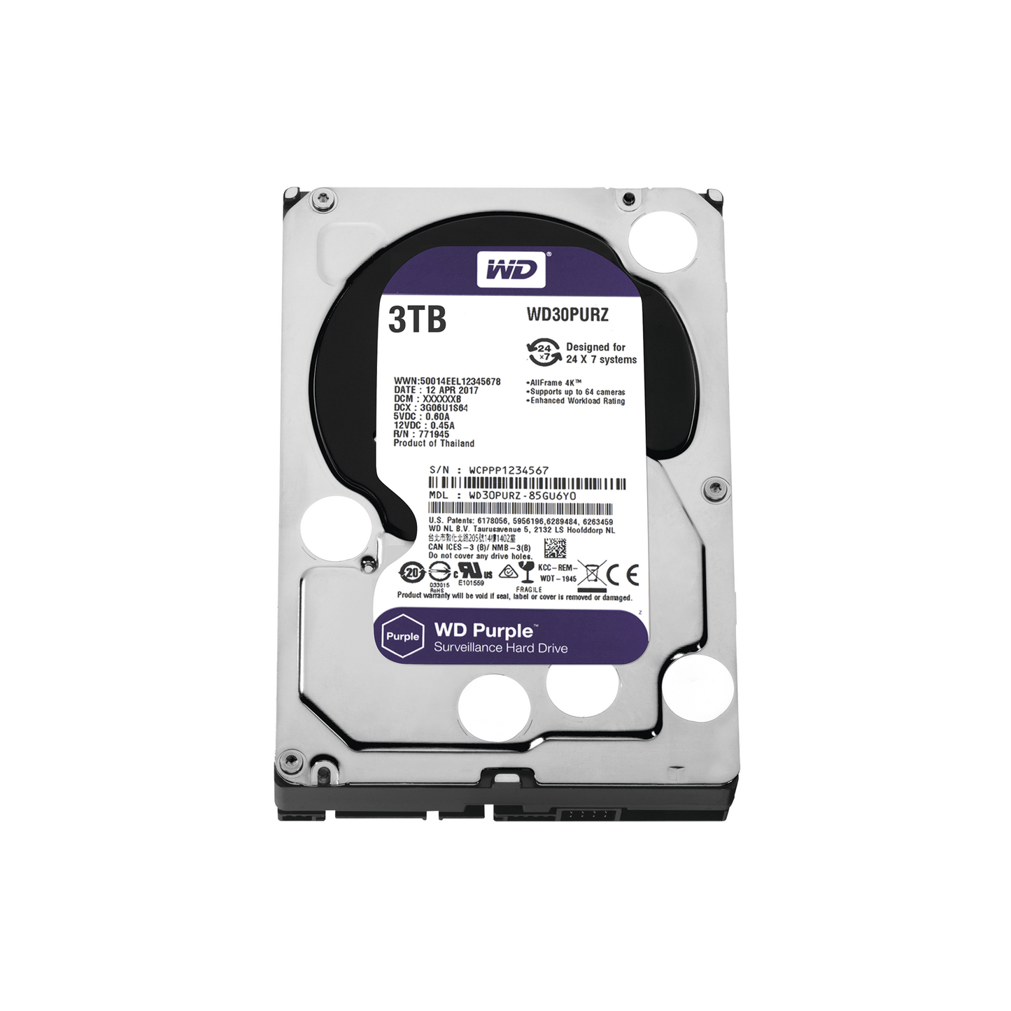 Disco Duro PURPLE de 3TB / 3 AÑOS DE GARANTÃA / Para Videovigilancia