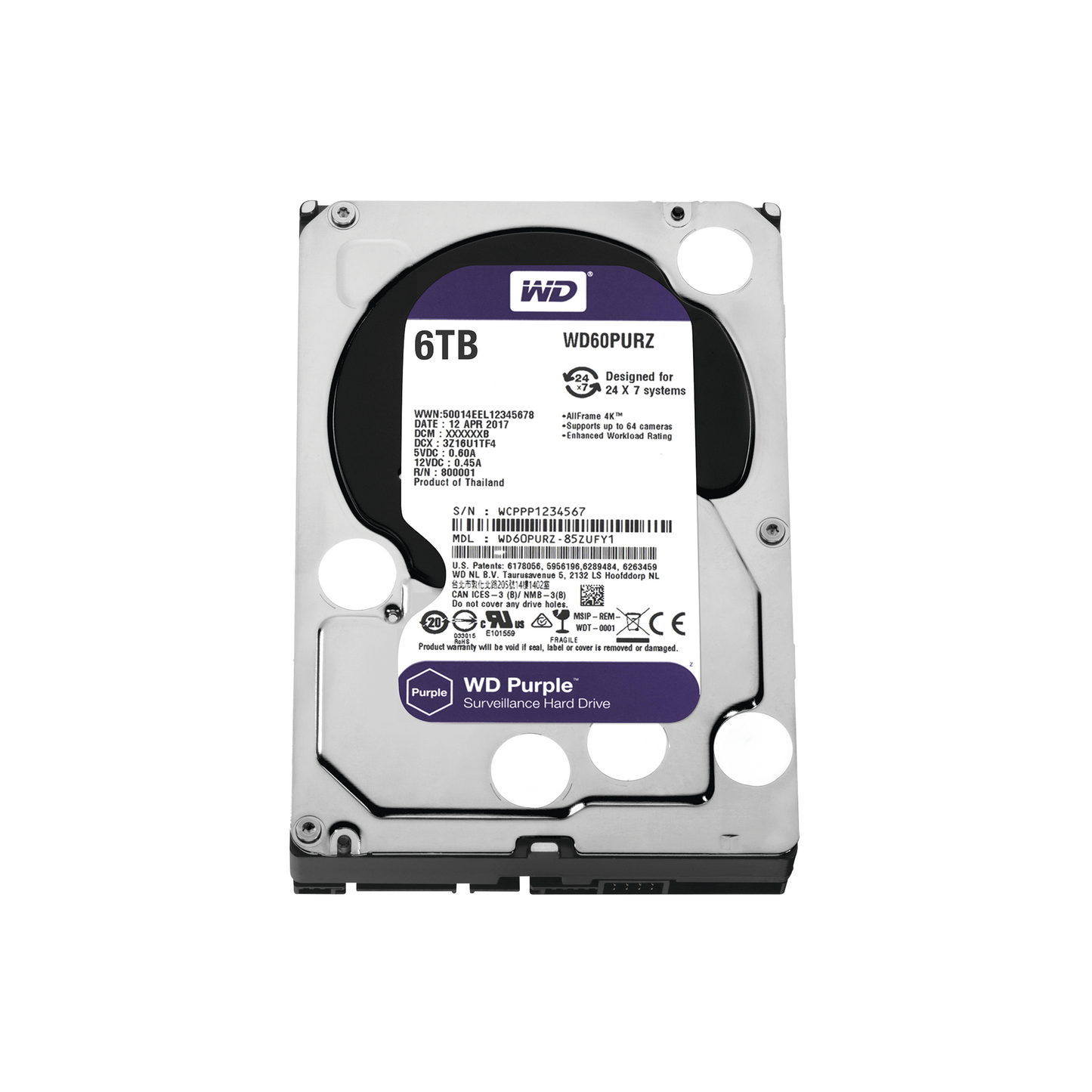 Disco Duro PURPLE de 6TB / 3 AÑOS DE GARANTÃA / Para Videovigilancia