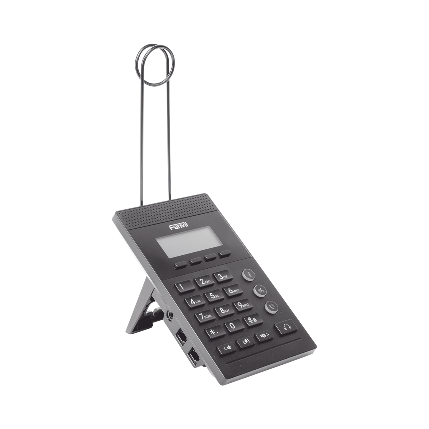 Teléfono IP para Call Center para 2 lineas SIP con soporte para diadema, pantalla 128x48 retro-iluminada, PoE