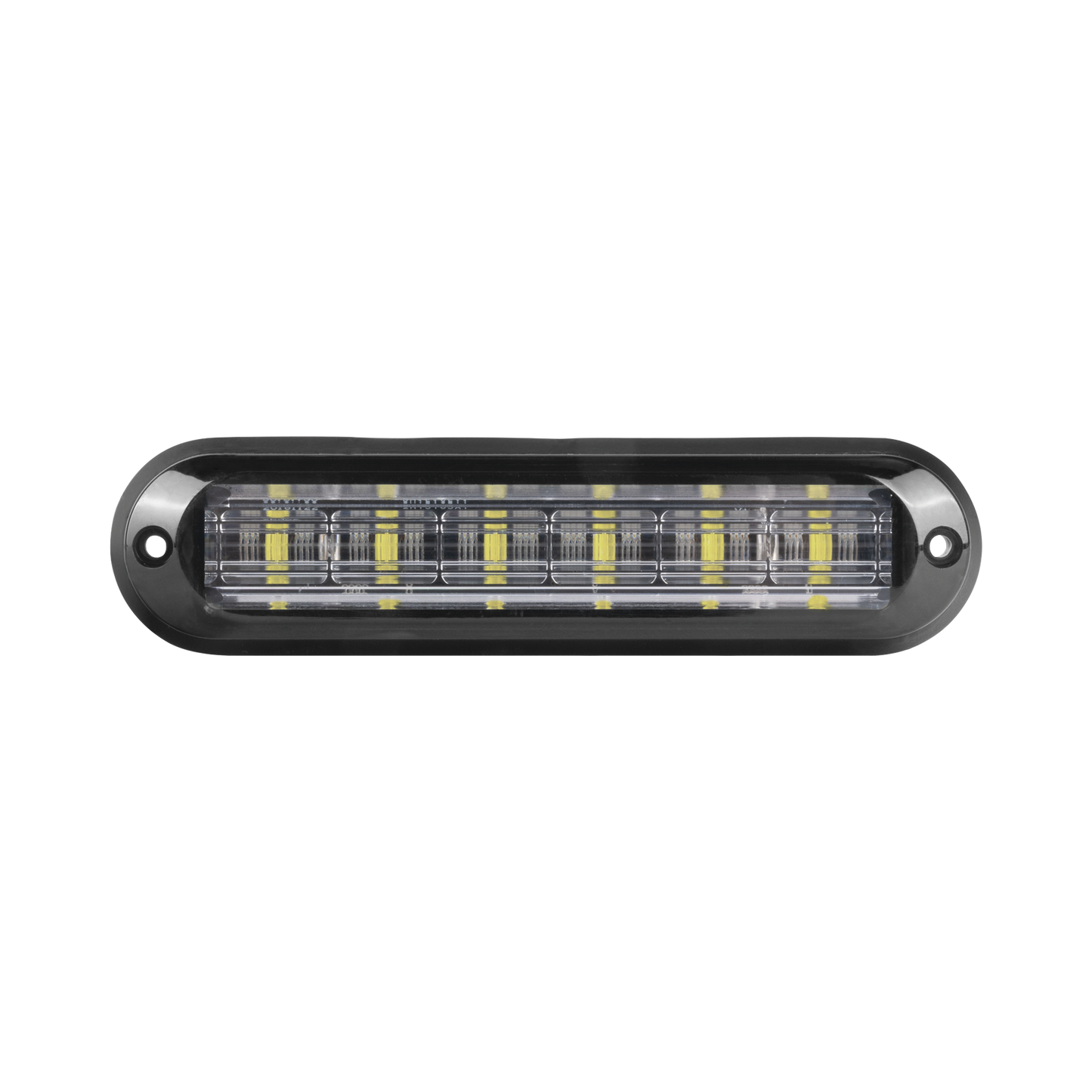 Luz Auxiliar Ultra Brillante IP67 de 6 LEDs, Color Ambar, con mica transparente y bisel negro