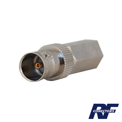 Conector BNC Hembra en 75 Ohm, Tipo Roscable para cable Coaxial RG-59/U, NÃquel/ Plata/ Delrin.