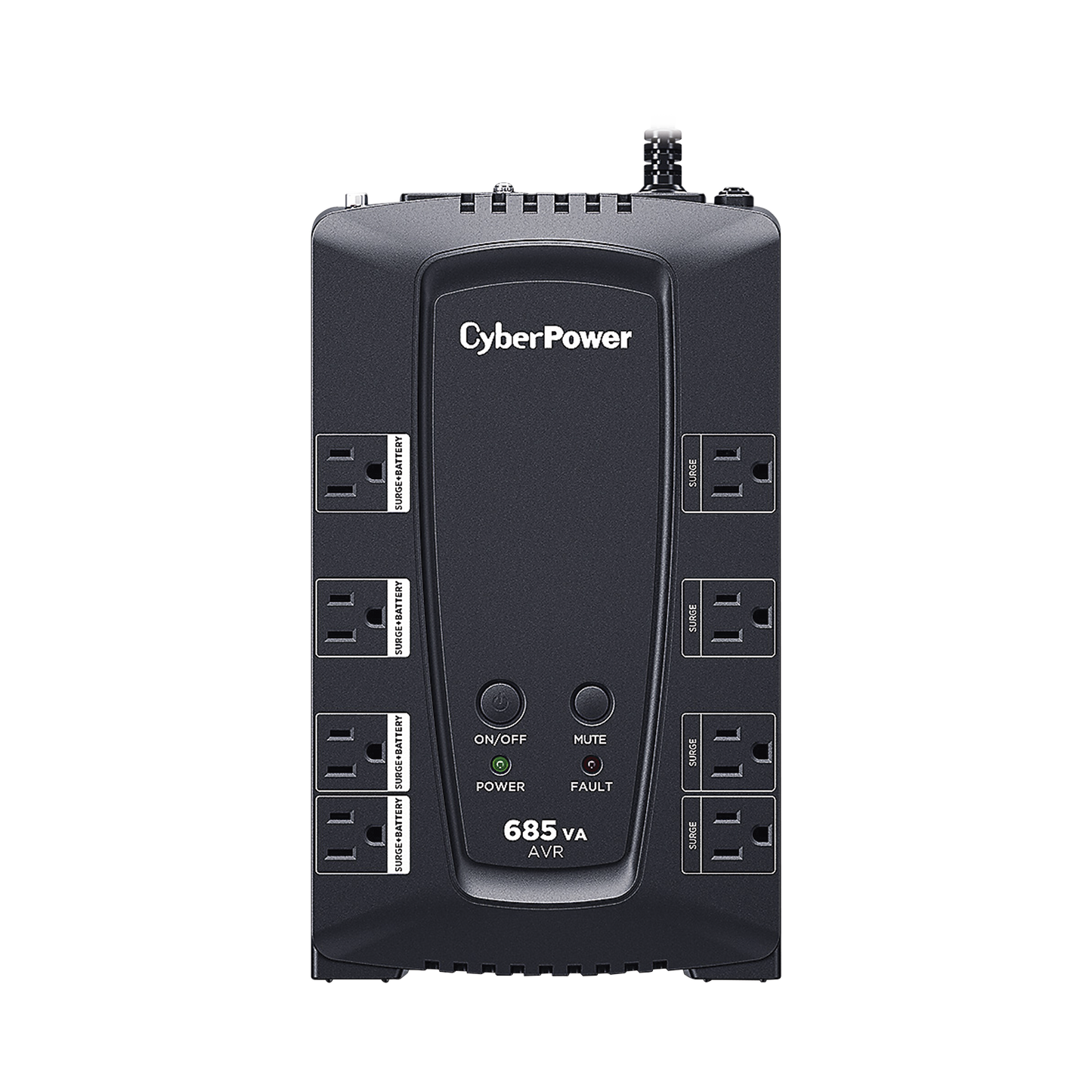 UPS de 685 VA/390 W, TopologÃa LÃnea Interactiva, Entrada 120 Vca NEMA 5-15P, Tipo Gabinete Compacto, Con 8 Tomas NEMA 5-15R