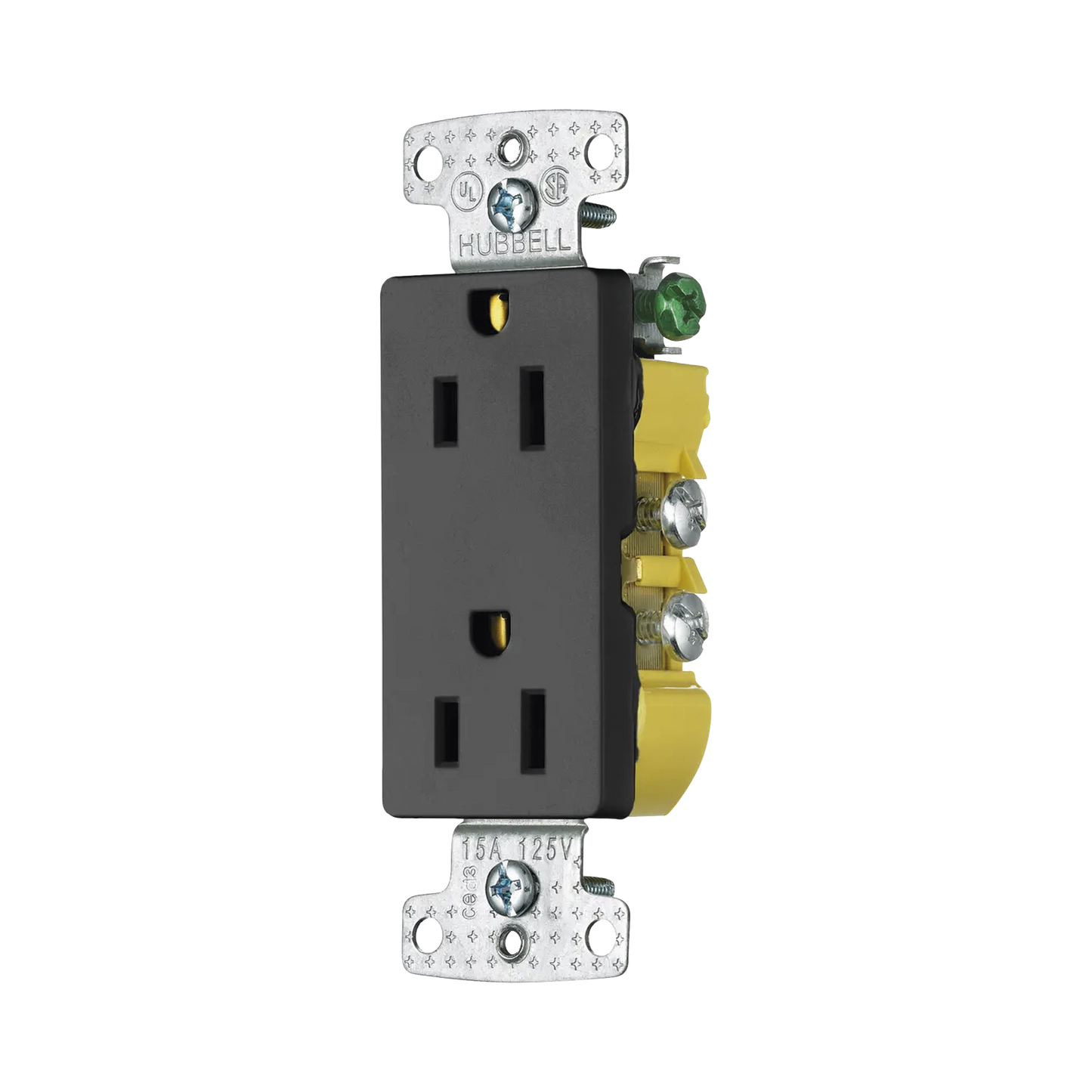 Contacto Duplex Decorador 15A 125V / 2 Polos 3 Hilos/ Nema5-15R / Color Negro.