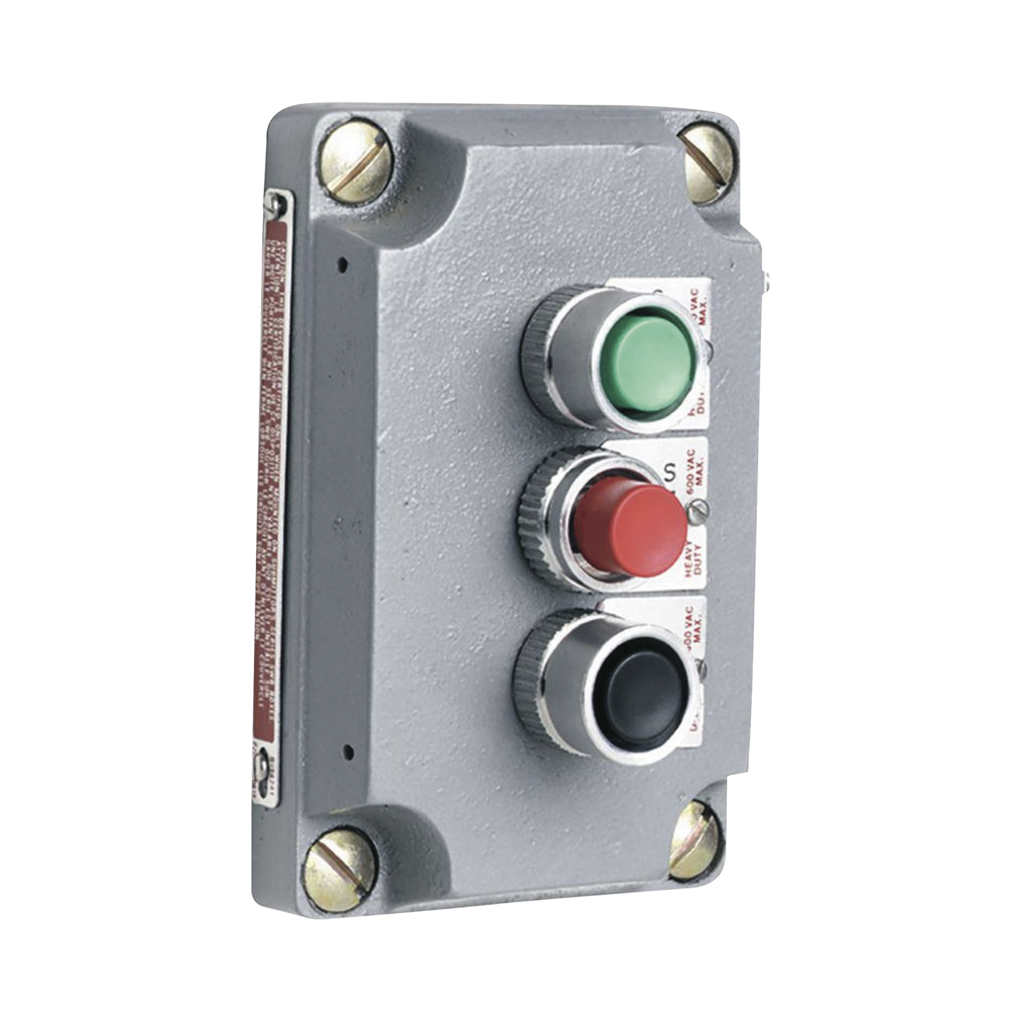 Cubierta para Estación de Control con Tres Botones Pulsadores Rojo-Verde-Negro. / Uso en Ãreas Clasificadas.