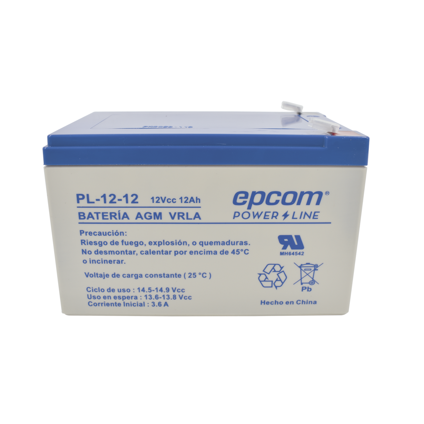 BaterÃa 12 Vcc / 12 Ah / UL / TecnologÃa AGM-VRLA / Para uso en equipo electrónico Alarmas de intrusión / Incendio/ Control de acceso / Video Vigilancia / Terminales F2 / Cargador recomendado CHR-80.
