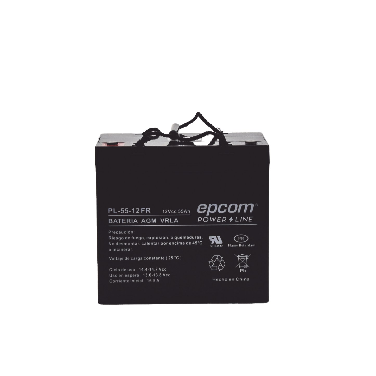 BaterÃa 12 Vcc / 55 Ah / UL / AGM-VRLA / Retardante a la flama / Para uso Uso en: Aplicaciones fotovoltaicas / Terminales tipo M6 / Cargador recomendado CHR-250.
