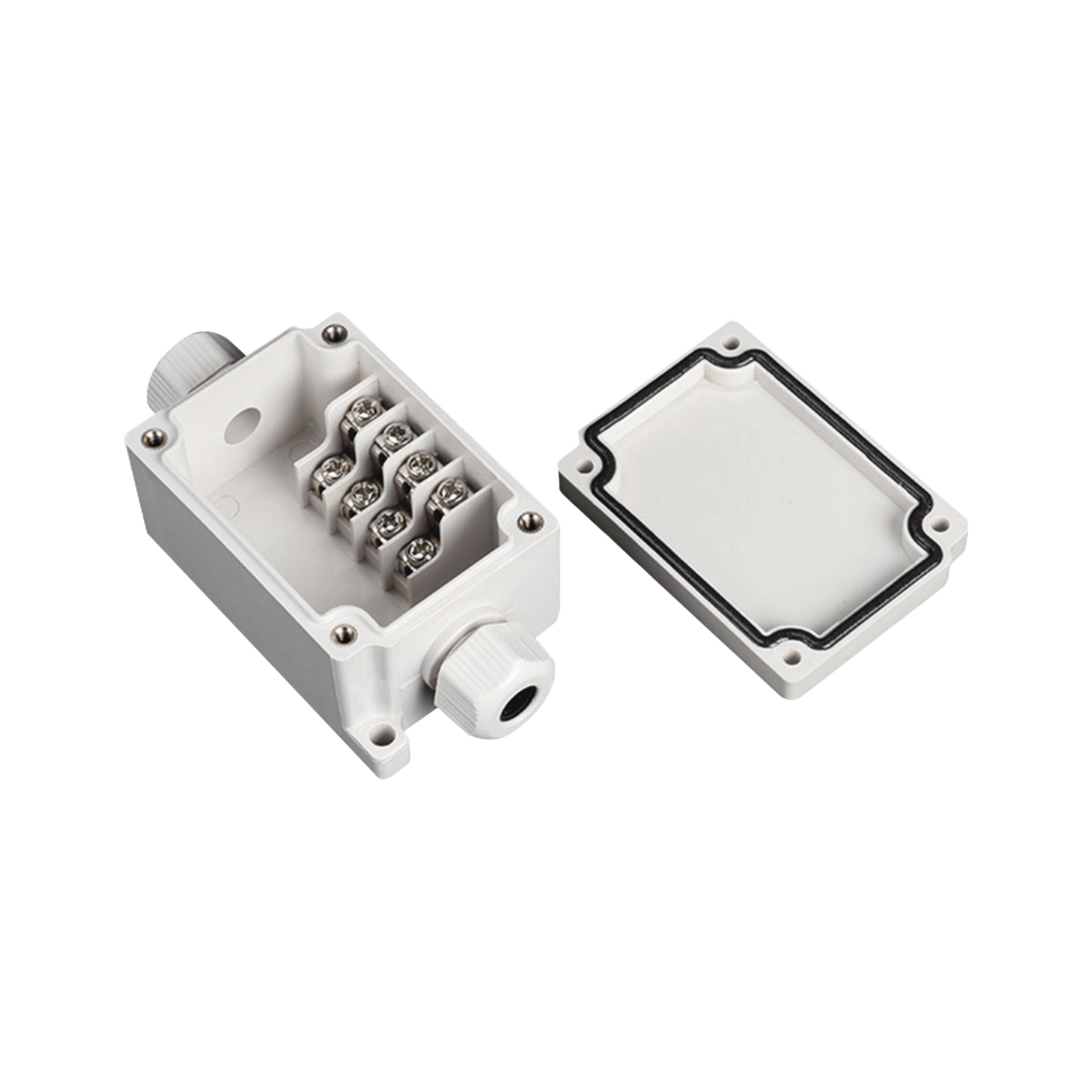 Caja de Conexión Exterior con Conexión Lateral para 4 LÃneas (doble tornillo). Incluye Glándulas.