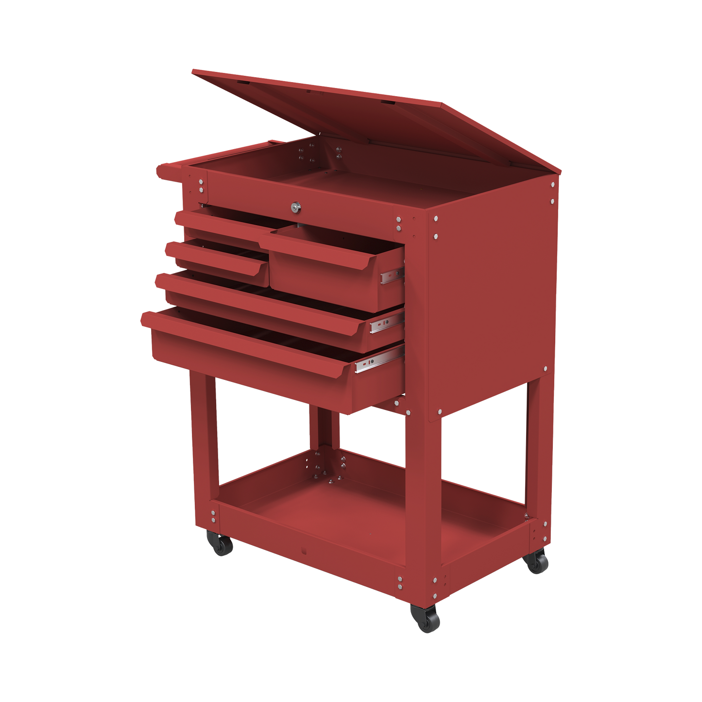 Carro para Herramental Metálico Uso Rudo 1 Cajón Superior con Chapa / 5 Cajones Deslizables / Charola Inferior / 77 x 94 x 50 cm (An x Al x Prof.)