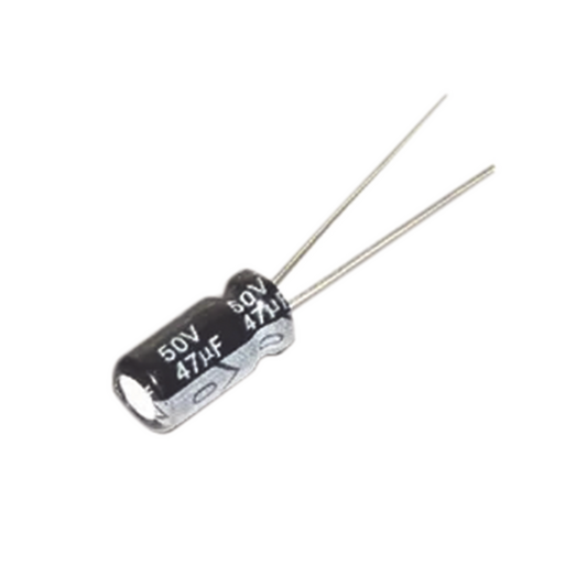 Capacitor ElectrolÃ­tico de Aluminio, Radial de 47 ÂµFd, 50 Vcc, 105 Â°C, 6.3 x 11 mm.