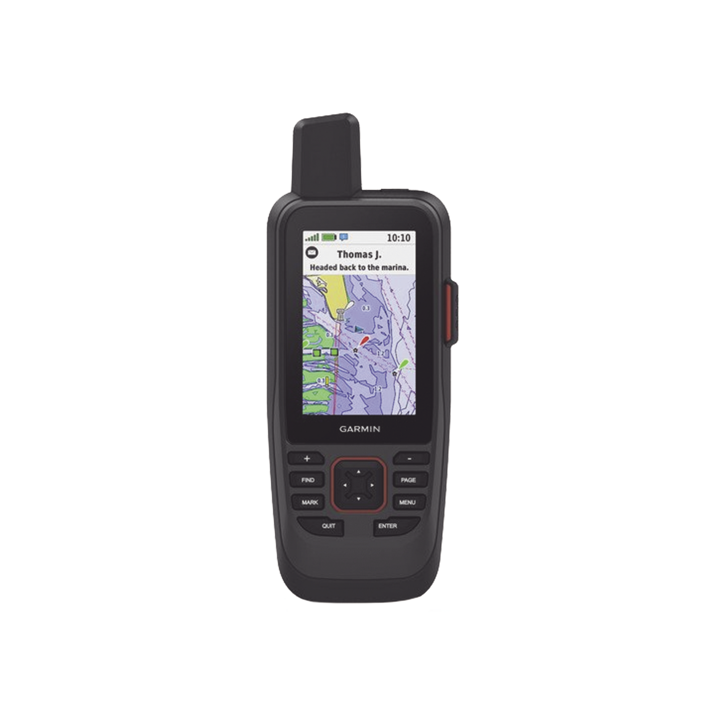 GPS portÃ¡til GPSMAP 86sci con mapa BlueChartÂ® g3, comunicaciÃ³n satelital InReach, incluye baterÃ­a interna recargable.