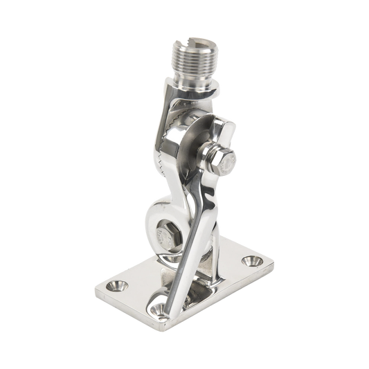 Montaje rotativo de acero inoxidable para uso pesado de 4 posiciones, rosca estÃ¡ndar de 1â€-14, incluye tornillos de sujeciÃ³n y base de plÃ¡stico.