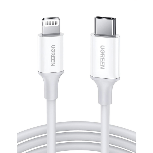 Cable USB-C a Lightning | 1 Metro | Certificado MFi | Carga RÃ¡pida 60W | 480 Mbps | PD | Conector C94 | Adecuado para iPhone, iPad y iPod | ProtecciÃ³n Integrada | Caja de ABS | Cubierta de TPE | Color Blanco.