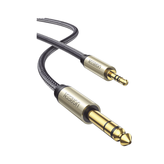 Cable Audio Estéreo 3.5mm (1/8) TRS a 6.35mm (1/4) TS / 1 Metro / Audio de Hi-Fi / Trenza de Nylon / Blindaje Múltiple / Caja de Aleación Zinc / Núcleo de Cobre Puro / Compatibilidad Universal