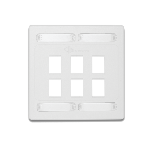 Placa de Pared Doble Modular 10G MAX de 6 Salidas, Color Blanco