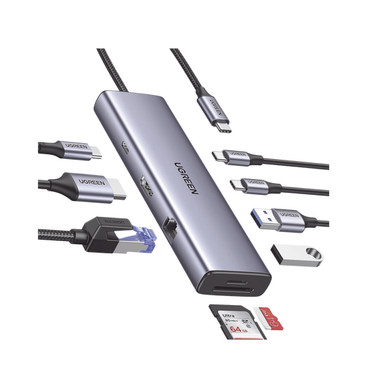 HUB USB-C (Docking Revodok) 9 en 1 | 2 USB-A 3.0 (5Gbps) | 2 USB-C (5Gbps) | USB-C PD Carga 100W | HDMI 4K@60Hz | RJ45 (Gigabit Ethernet) | Lector Tarjetas SD + Micro SD (TF) SimultÃ¡neo | Chip de Ãšltima GeneraciÃ³n | Caja de Aluminio.