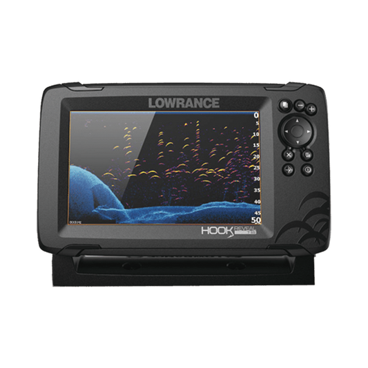Hook reveal con pantalla solar max de 7 pulgadas, incluye transducer triple Shot