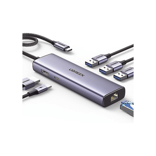 HUB USB-C (Docking Revodok) 6 en 1 | 3 Puertos USB-A 3.0 (5 Gbps) | USB-C PD 100W | HDMI 4K@30Hz | Entrada 1 RJ45 (Gigabit Ethernet) | Chip de Ãšltima GeneraciÃ³n | Potente DisipaciÃ³n de Calor |  Caja de Aluminio.