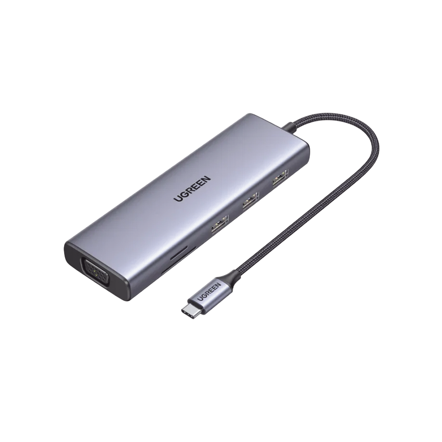 HUB USB-C (Docking Station) 9 en 1 | 3 USB-A 3.0 | USB-C PD Carga 100W | HDMI 4K@30Hz | RJ45 (Gigabit Ethernet) | VGA | Lector Tarjetas SD + Micro SD (TF) Uso SimultÃ¡neo | Chip de Ãšltima GeneraciÃ³n | Caja de Aluminio.