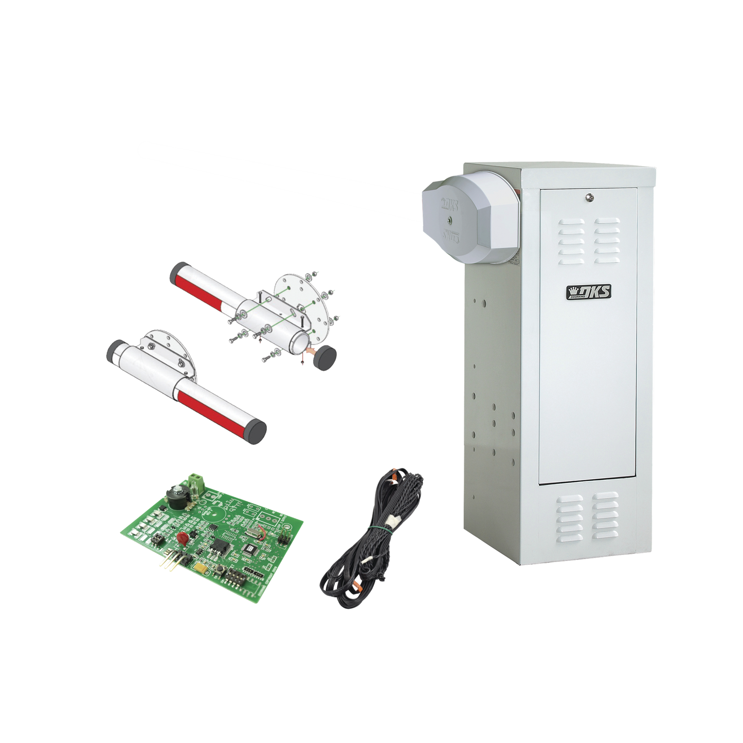 Kit de Barrera Vehicular 1601 de Uso CONTINUO Con MÃ¡stil de Aluminio 4 Metros / Incluye Sensor de Masa y Loop.