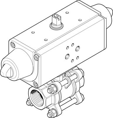 Unidad actuadora de válvula de bola VZBA-2"-GG-63-T-22-F0507-V4V4T-PS90-R-90-4-C