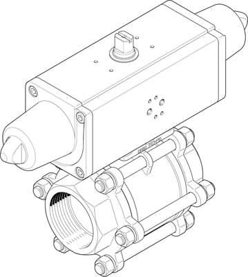 Unidad actuadora de válvula de bola VZBA-3"-GG-63-T-22-F0710-V4V4T-PS180-R-90-4-C