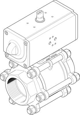 Unidad actuadora de válvula de bola VZBA-3"-GG-63-T-22-F0710-V4V4T-PP180-R-90-C