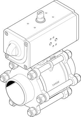 Unidad actuadora de válvula de bola VZBA-3"-WW-63-T-22-F0710-V4V4T-PP180-R-90-C