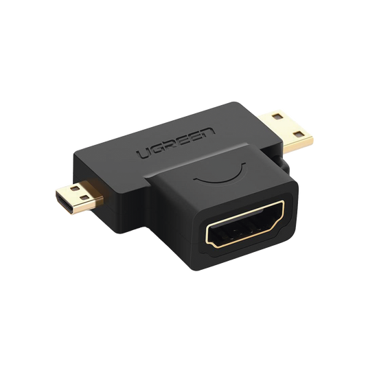 Adaptador Micro + Mini HDMI Macho a HDMI Hembra / Mini HDMI Tipo C a HDMI Tipo A  4K@30HZ / Micro HDMI Tipo D a HDMI Tipo A 1080P@60Hz  / Conector Chapado en Oro / Compacto, PortÃ¡til y FÃ¡cil de Usar