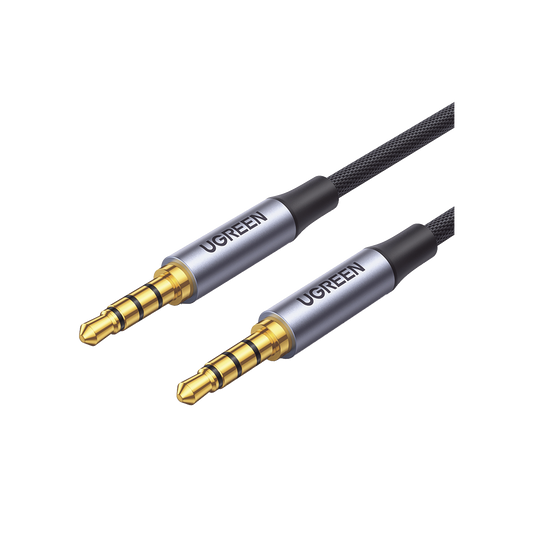 Cable Auxiliar de 3.5mm / Cable Audio EstÃ©reo / NÃºcleo de Alambre de Cobre Esmaltado / Carcasa de Aluminio Azul + Nylon Trenzado /  Soporta MicrÃ³fono / 2 Metros