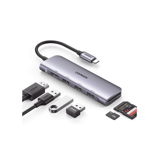 HUB USB-C (Docking Station) 6 en 1 | HDMI 4K@30Hz | 3 Puertos USB 3.0 | Lector Tarjeta SD + Micro SD (TF) Uso SimultÃ¡neo | Chip de Ãšltima GeneraciÃ³n | Potente DisipaciÃ³n de Calor |  Caja de Aluminio.