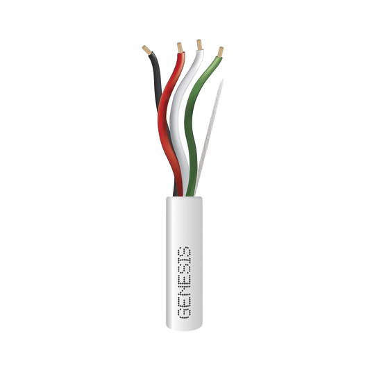 Bobina de 305 Metros / Cable de Cobre / 4 x 18 AWG / Riser / Para Interior / Color Blanco / Para Aplicaciones de Alarmas de IntrusiÃ³n/Control de Acceso/ AutomatizaciÃ³n / Interfonos y Tv Porteros