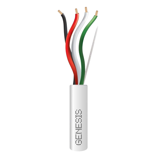 Bobina de 152 Metros / Cable de Cobre / 4 x 18 AWG / Riser / Para Interior / Color Blanco / Para Aplicaciones de Alarmas de Intrusión/Control de Acceso/ Automatización / Interfonos y Tv Porteros