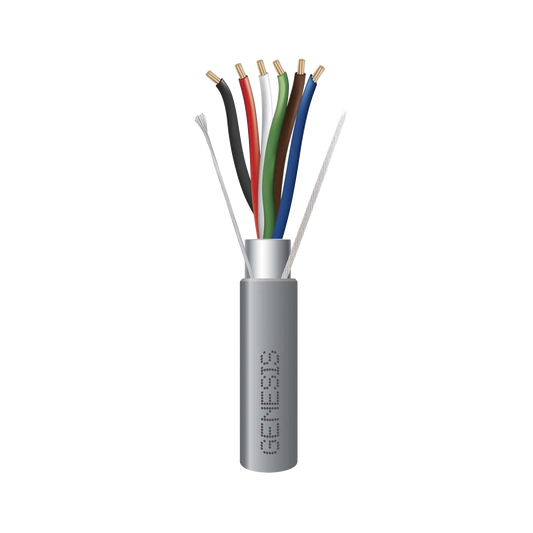 Bobina de 152 Metros de Cable / 6 x 22 AWG BLINDADO / Color Gris / Para Aplicaciones de Audio, Seguridad y Control