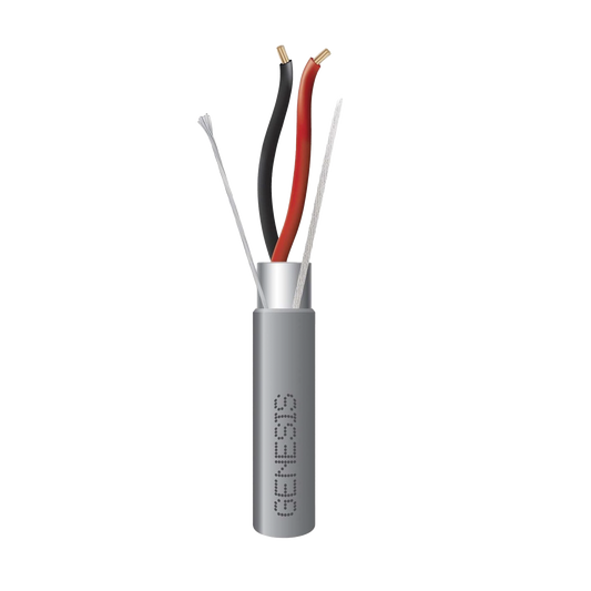 Bobina de 305 Metros de Cable / 2 x 16 AWG / Blindado / Tipo CMR-CL3R-FPLR-FT4 / Color Gris / Aplicaciones de alarmas de intrusiÃ³n/Control de Acceso/ AutomatizaciÃ³n / Interfonos y Tv Porteros.
